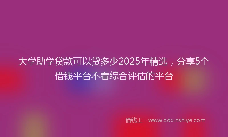 大学助学贷款可以贷多少2025年精选，分享5个借钱平台不看综合评估的平台