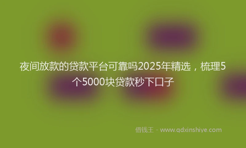 夜间放款的贷款平台可靠吗2025年精选，梳理5个5000块贷款秒下口子