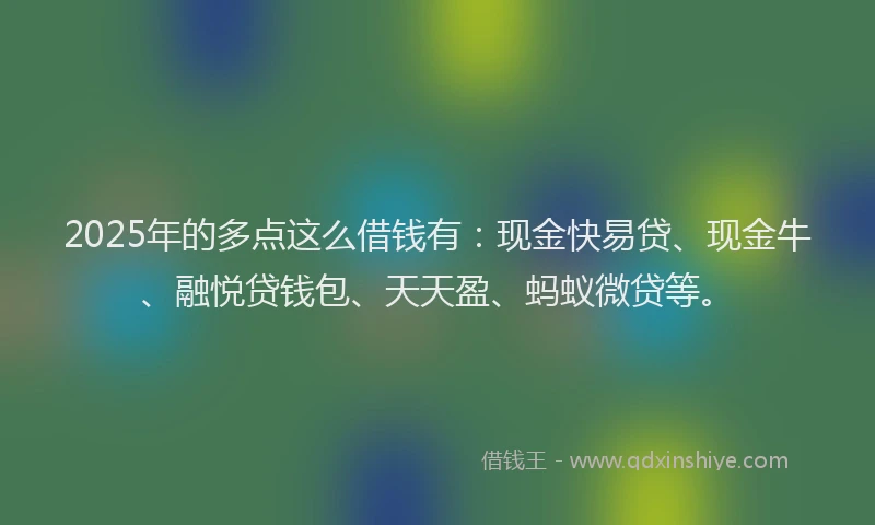 2025年的多点这么借钱有：现金快易贷、现金牛、融悦贷钱包、天天盈、蚂蚁微贷等。