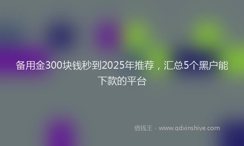 备用金300块钱秒到2025年推荐，汇总5个黑户能下款的平台
