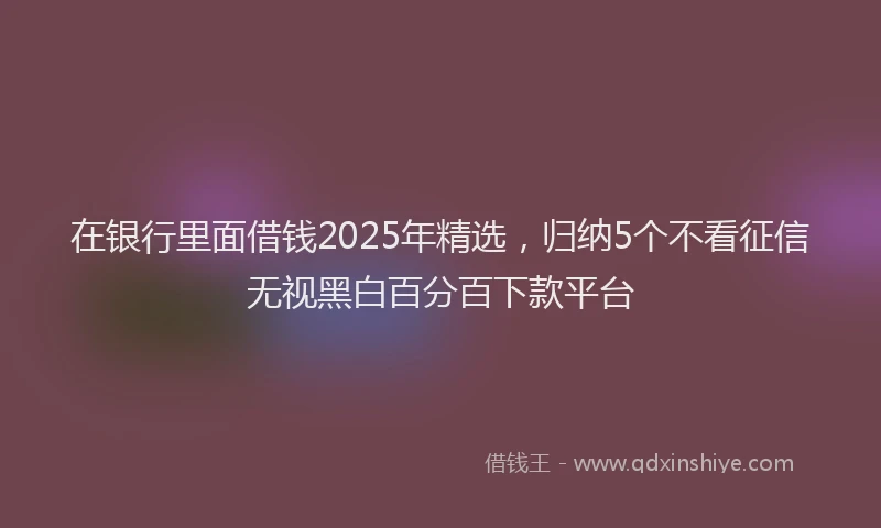 在银行里面借钱2025年精选，归纳5个不看征信无视黑白百分百下款平台