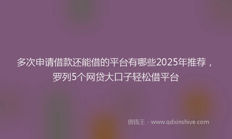 多次申请借款还能借的平台有哪些2025年推荐，罗列5个网贷大口子轻松借平台