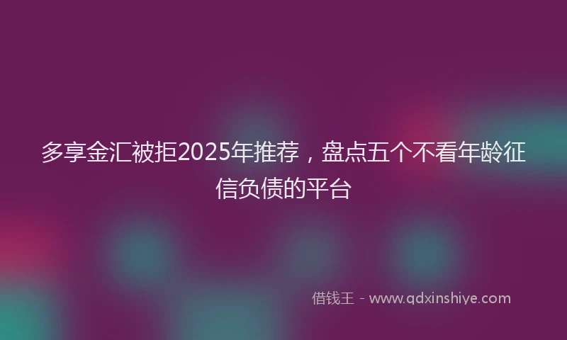 多享金汇被拒2025年推荐，盘点五个不看年龄征信负债的平台