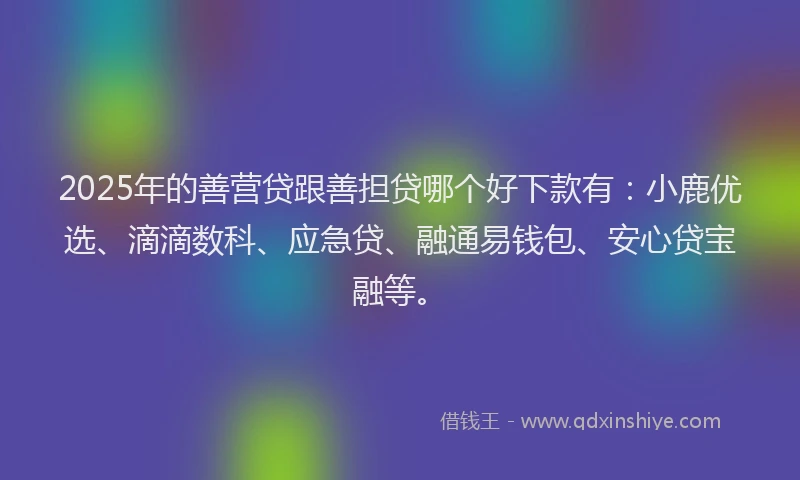 2025年的善营贷跟善担贷哪个好下款有：小鹿优选、滴滴数科、应急贷、融通易钱包、安心贷宝融等。
