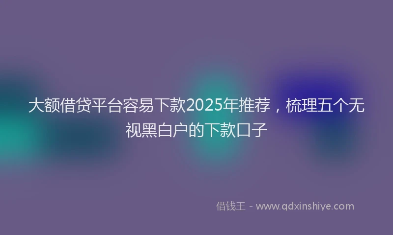 大额借贷平台容易下款2025年推荐，梳理五个无视黑白户的下款口子