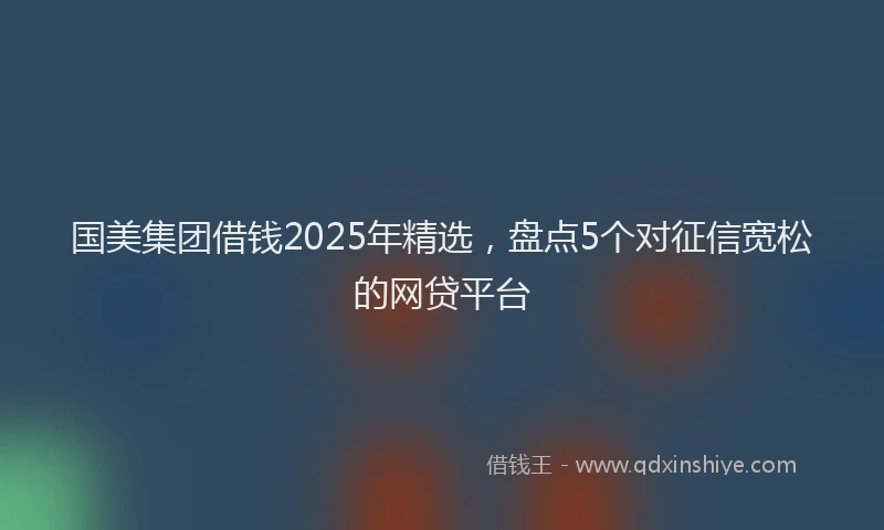 国美集团借钱2025年精选，盘点5个对征信宽松的网贷平台