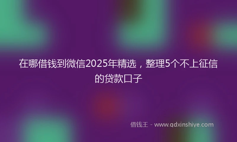 在哪借钱到微信2025年精选，整理5个不上征信的贷款口子