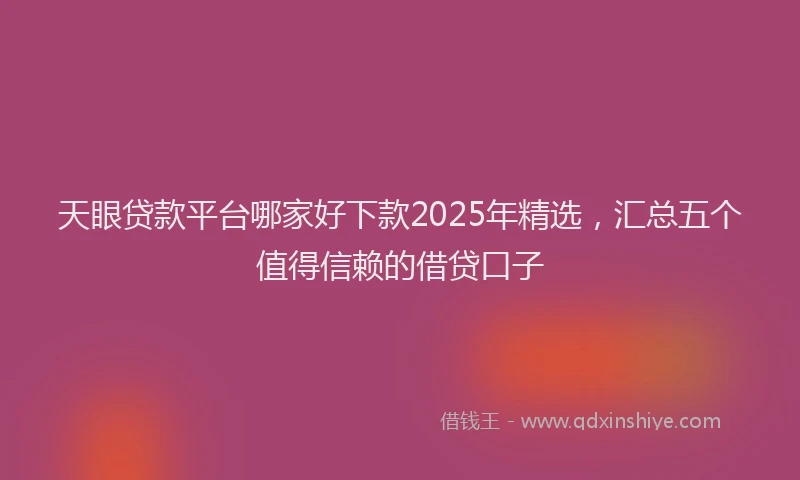 天眼贷款平台哪家好下款2025年精选，汇总五个值得信赖的借贷口子