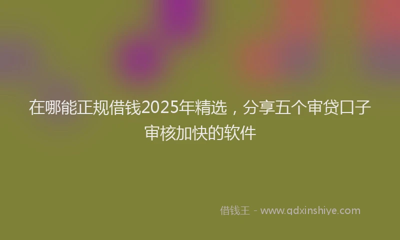 在哪能正规借钱2025年精选，分享五个审贷口子审核加快的软件