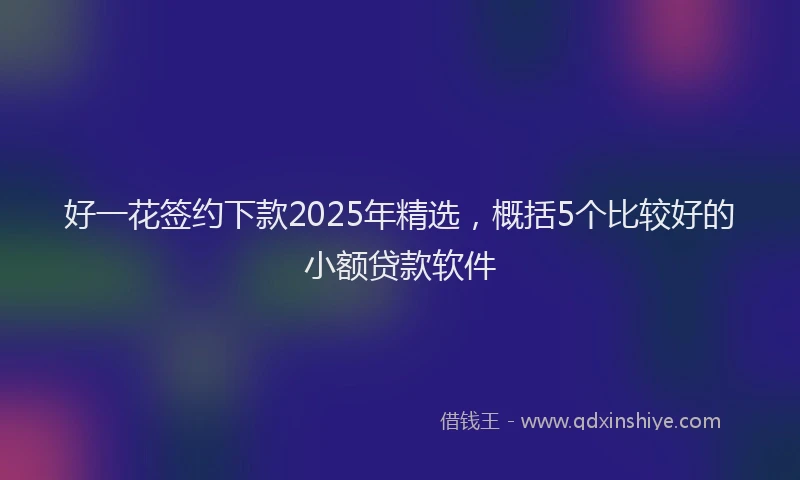 好一花签约下款2025年精选，概括5个比较好的小额贷款软件