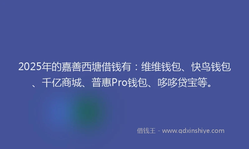 2025年的嘉善西塘借钱有：维维钱包、快鸟钱包、千亿商城、普惠Pro钱包、哆哆贷宝等。