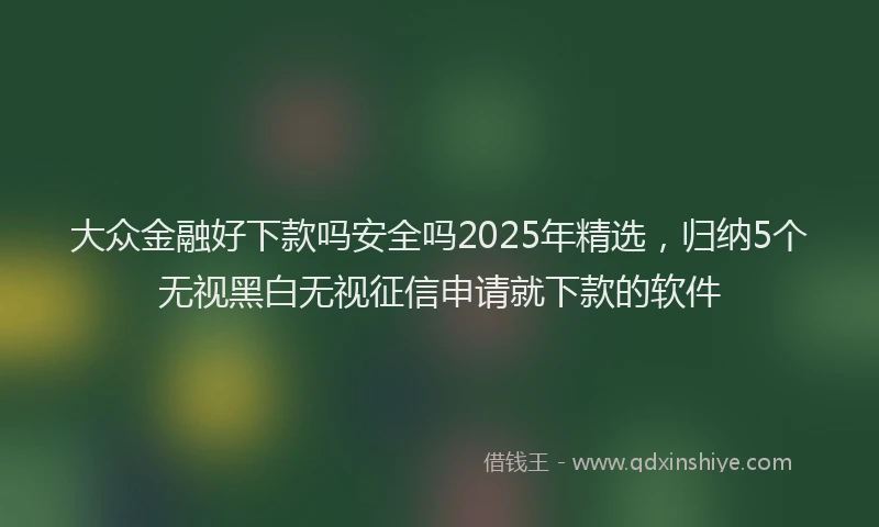 大众金融好下款吗安全吗2025年精选，归纳5个无视黑白无视征信申请就下款的软件