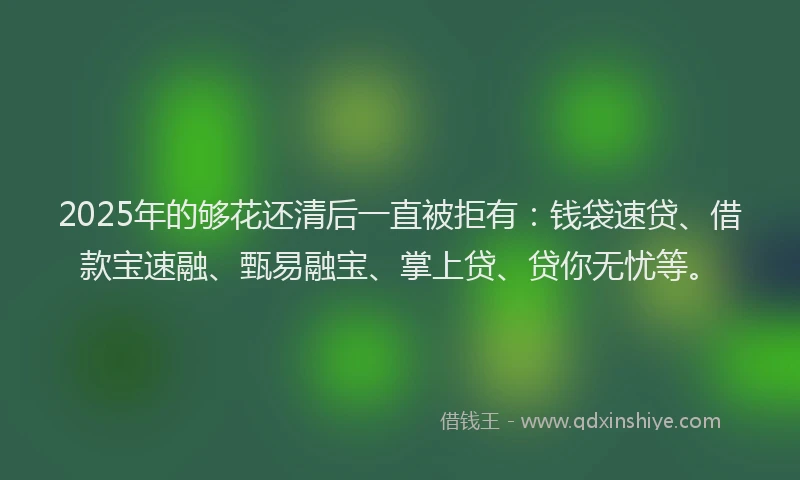 2025年的够花还清后一直被拒有：钱袋速贷、借款宝速融、甄易融宝、掌上贷、贷你无忧等。