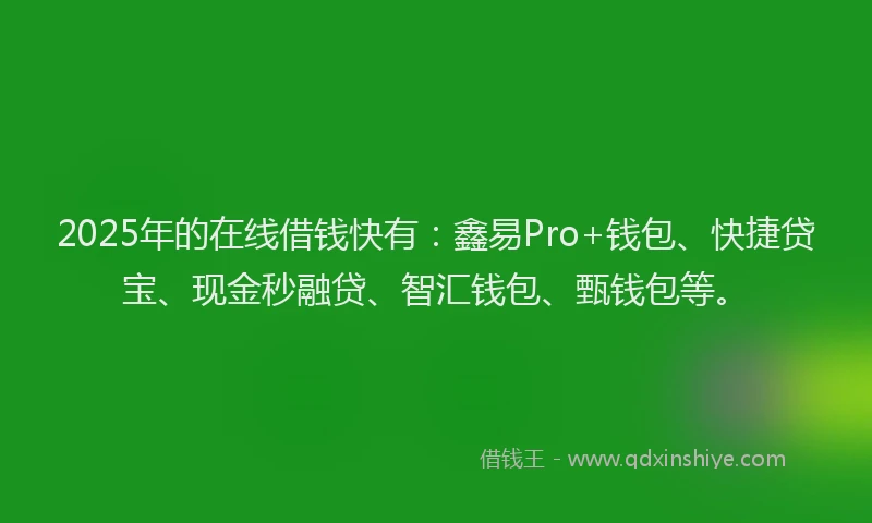2025年的在线借钱快有：鑫易Pro+钱包、快捷贷宝、现金秒融贷、智汇钱包、甄钱包等。