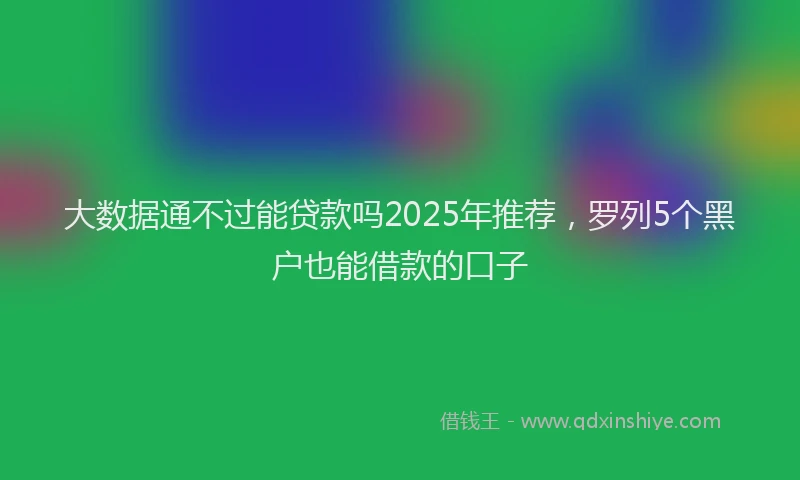 大数据通不过能贷款吗2025年推荐，罗列5个黑户也能借款的口子