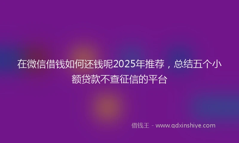 在微信借钱如何还钱呢2025年推荐，总结五个小额贷款不查征信的平台