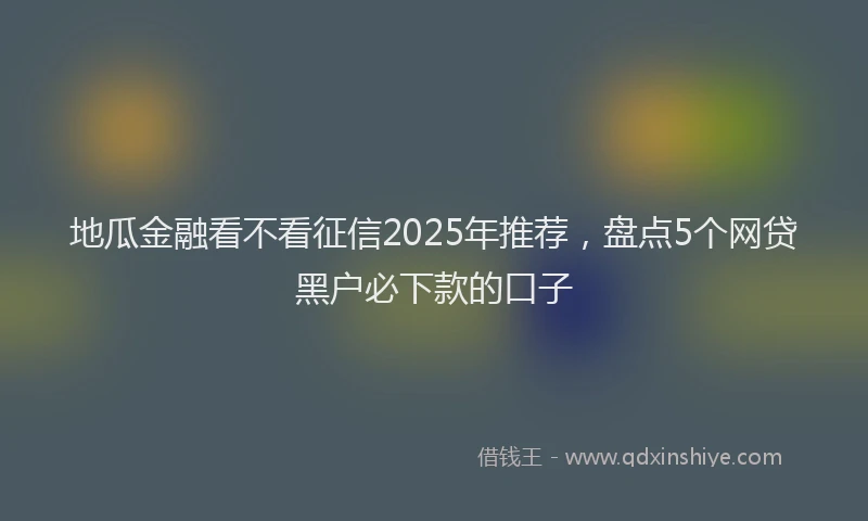 地瓜金融看不看征信2025年推荐，盘点5个网贷黑户必下款的口子