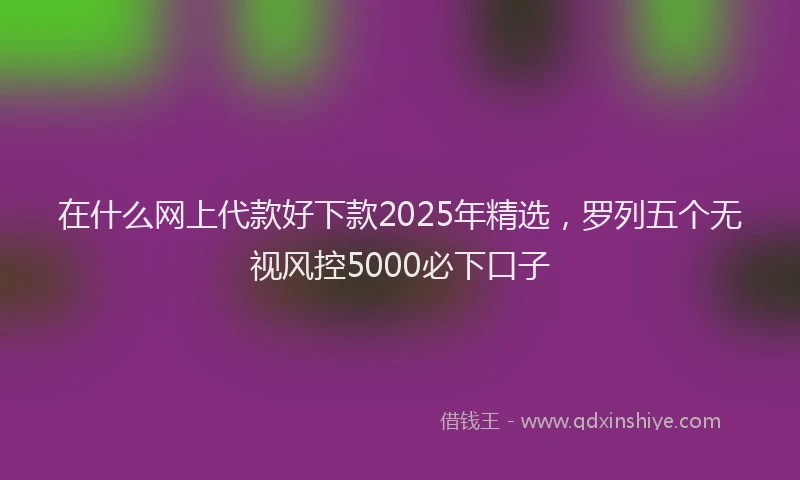 在什么网上代款好下款2025年精选，罗列五个无视风控5000必下口子