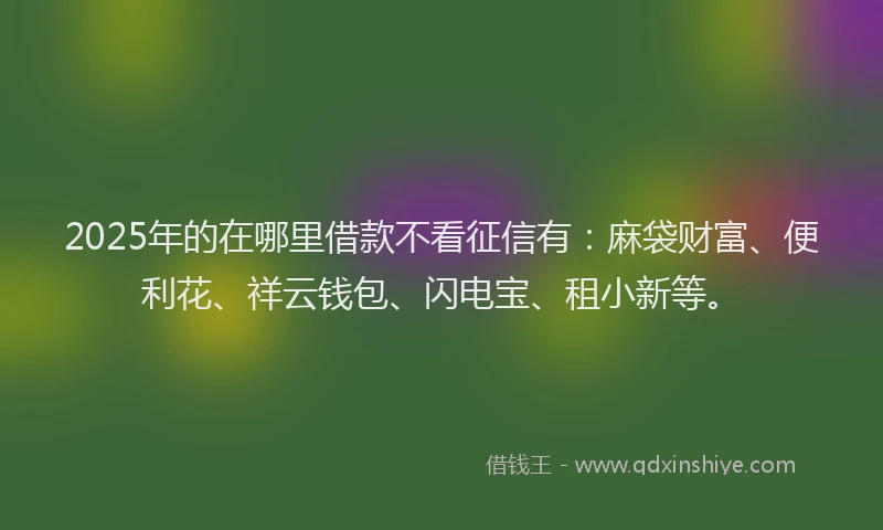 2025年的在哪里借款不看征信有：麻袋财富、便利花、祥云钱包、闪电宝、租小新等。