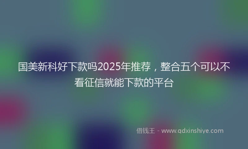 国美新科好下款吗2025年推荐，整合五个可以不看征信就能下款的平台