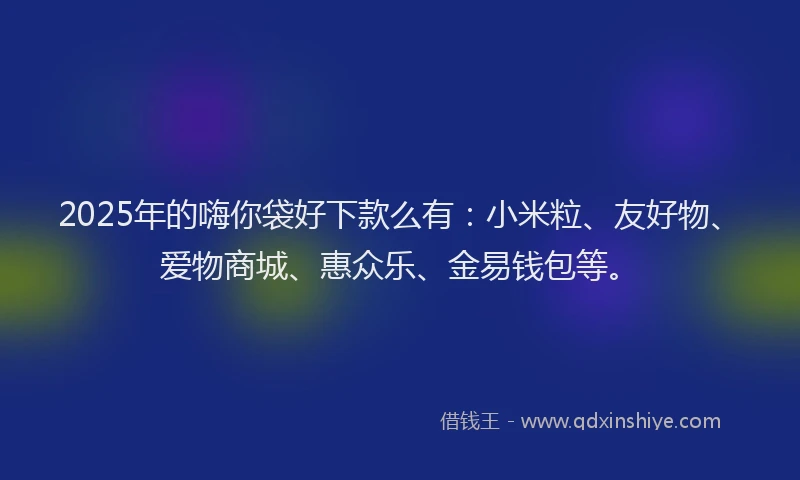 2025年的嗨你袋好下款么有：小米粒、友好物、爱物商城、惠众乐、金易钱包等。