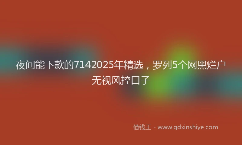 夜间能下款的7142025年精选，罗列5个网黑烂户无视风控口子