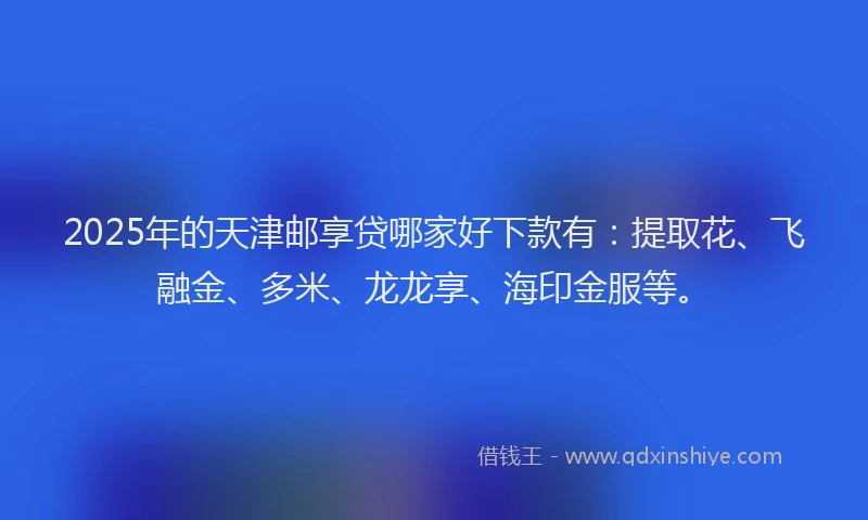 2025年的天津邮享贷哪家好下款有:提取花、飞融金、多米、龙龙享、海印金服等。