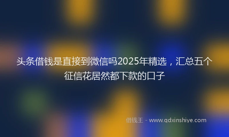 头条借钱是直接到微信吗2025年精选，汇总五个征信花居然都下款的口子