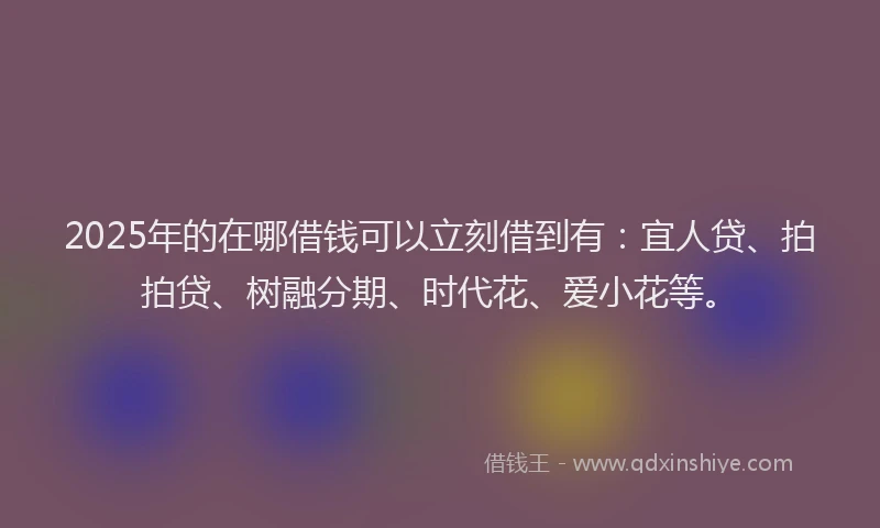 2025年的在哪借钱可以立刻借到有：宜人贷、拍拍贷、树融分期、时代花、爱小花等。