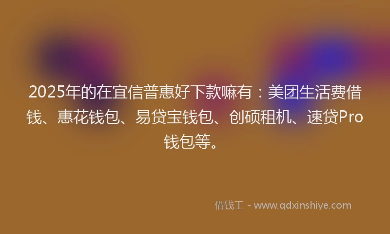 2025年的在宜信普惠好下款嘛有：美团生活费借钱、惠花钱包、易贷宝钱包、创硕租机、速贷Pro钱包等。