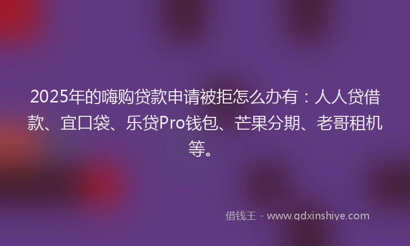2025年的嗨购贷款申请被拒怎么办有：人人贷借款、宜口袋、乐贷Pro钱包、芒果分期、老哥租机等。