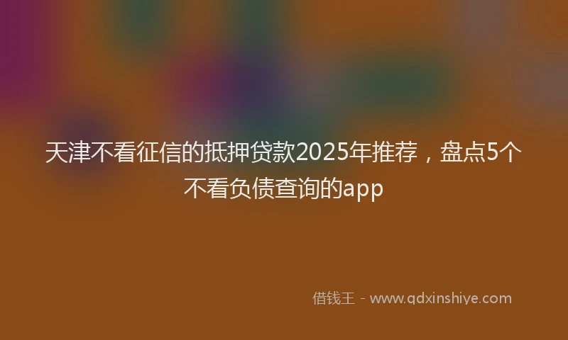 天津不看征信的抵押贷款2025年推荐，盘点5个不看负债查询的app