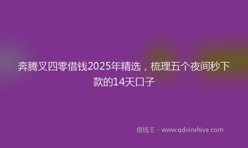 奔腾叉四零借钱2025年精选，梳理五个夜间秒下款的14天口子