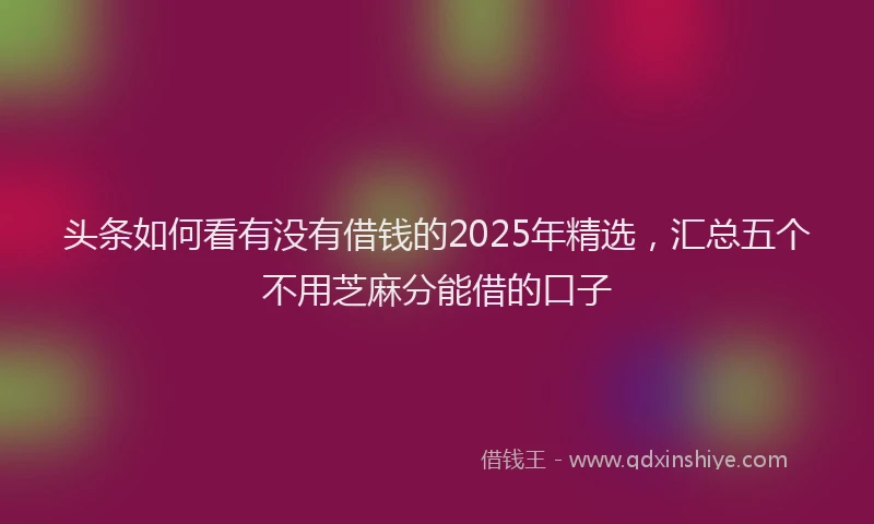 头条如何看有没有借钱的2025年精选，汇总五个不用芝麻分能借的口子