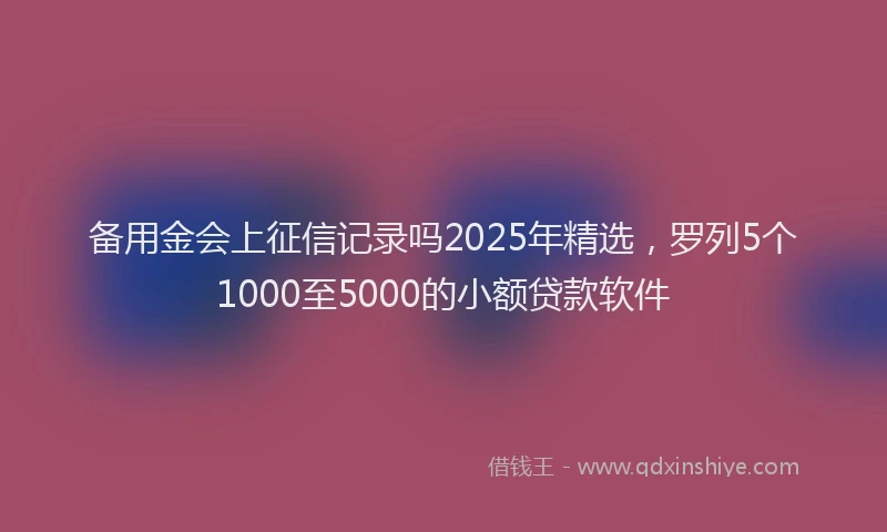 备用金会上征信记录吗2025年精选，罗列5个1000至5000的小额贷款软件