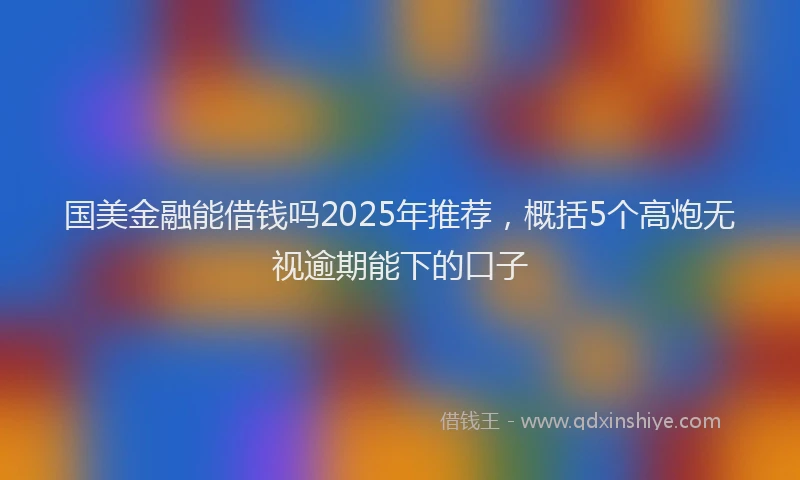 国美金融能借钱吗2025年推荐，概括5个高炮无视逾期能下的口子