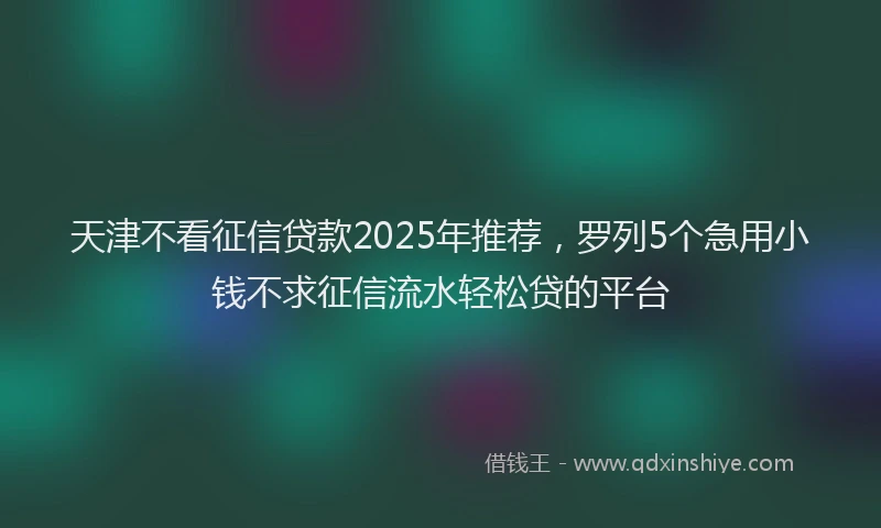 天津不看征信贷款2025年推荐，罗列5个急用小钱不求征信流水轻松贷的平台