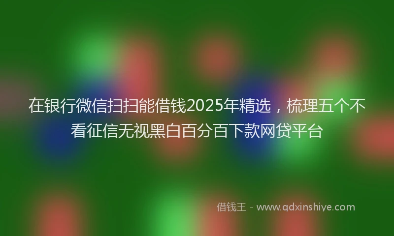 在银行微信扫扫能借钱2025年精选，梳理五个不看征信无视黑白百分百下款网贷平台