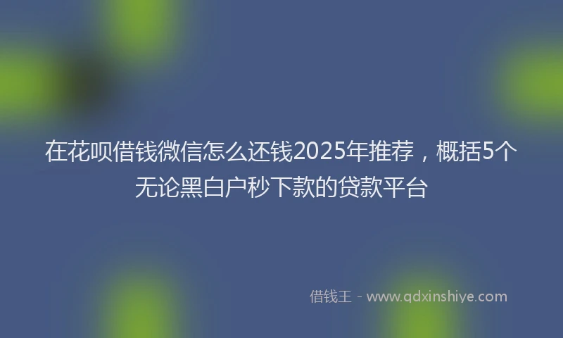在花呗借钱微信怎么还钱2025年推荐，概括5个无论黑白户秒下款的贷款平台