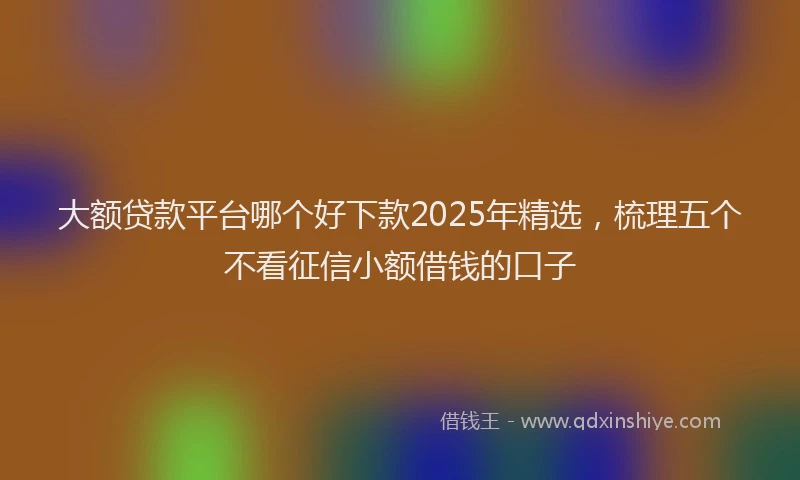 大额贷款平台哪个好下款2025年精选，梳理五个不看征信小额借钱的口子