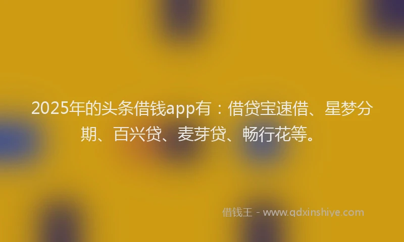 2025年的头条借钱app有：借贷宝速借、星梦分期、百兴贷、麦芽贷、畅行花等。
