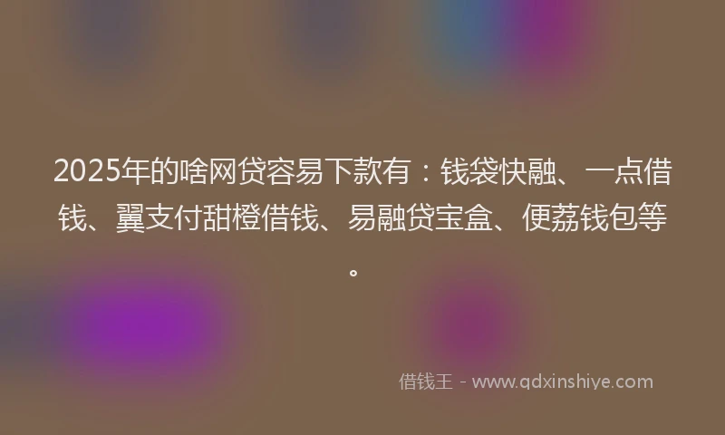 2025年的啥网贷容易下款有：钱袋快融、一点借钱、翼支付甜橙借钱、易融贷宝盒、便荔钱包等。