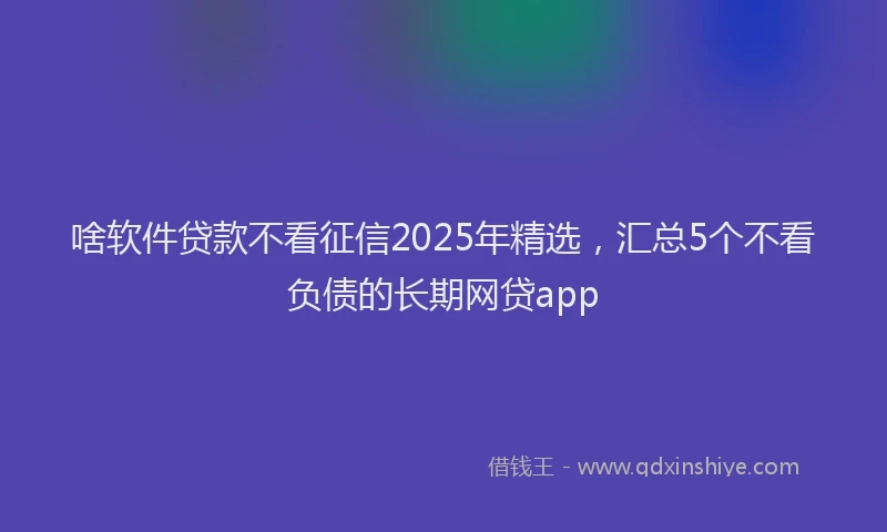 啥软件贷款不看征信2025年精选，汇总5个不看负债的长期网贷app