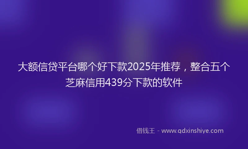 大额信贷平台哪个好下款2025年推荐，整合五个芝麻信用439分下款的软件
