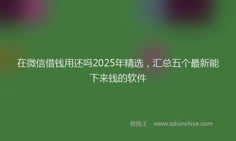 在微信借钱用还吗2025年精选，汇总五个最新能下来钱的软件