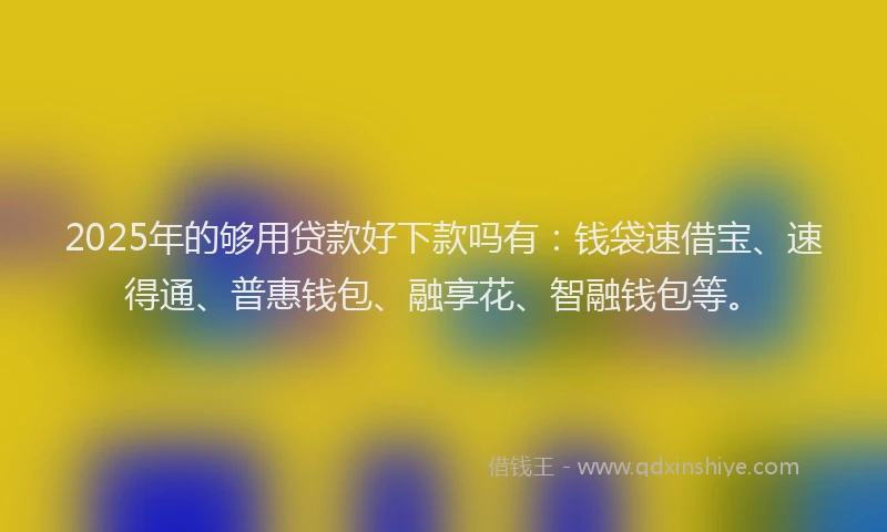 2025年的够用贷款好下款吗有：钱袋速借宝、速得通、普惠钱包、融享花、智融钱包等。
