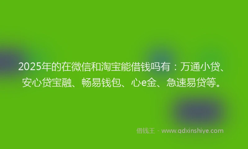 2025年的在微信和淘宝能借钱吗有：万通小贷、安心贷宝融、畅易钱包、心e金、急速易贷等。