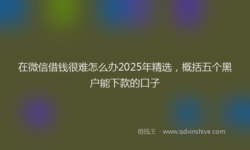 在微信借钱很难怎么办2025年精选，概括五个黑户能下款的口子