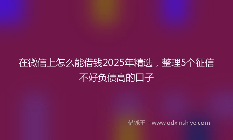 在微信上怎么能借钱2025年精选，整理5个征信不好负债高的口子