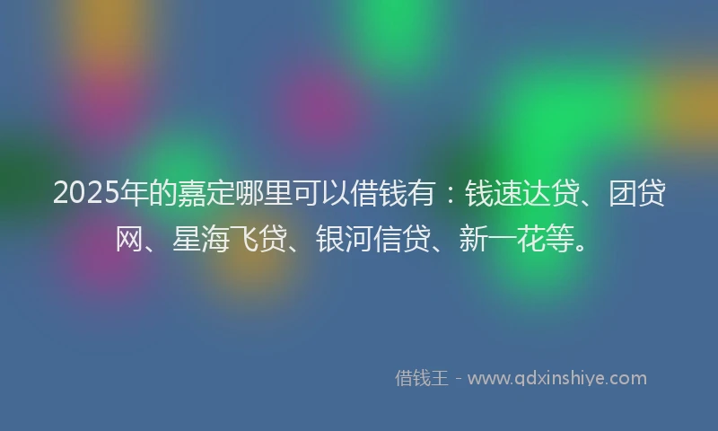 2025年的嘉定哪里可以借钱有：钱速达贷、团贷网、星海飞贷、银河信贷、新一花等。